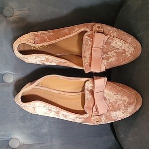 Pink Velvet Bow Loafer Shoes (8)